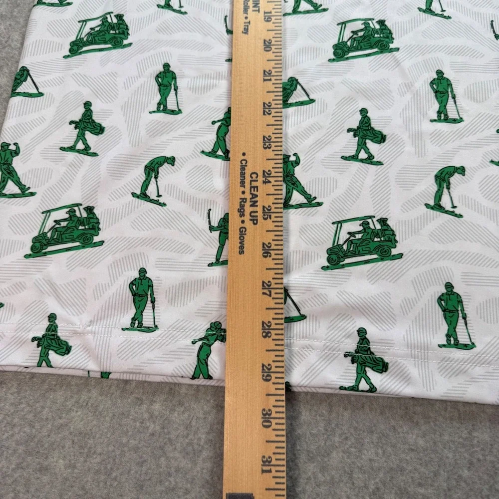 Waggle Golf Polo Shirt Mens XL White Green Golfer Cart Print SS Stretch - Picture 6 of 6